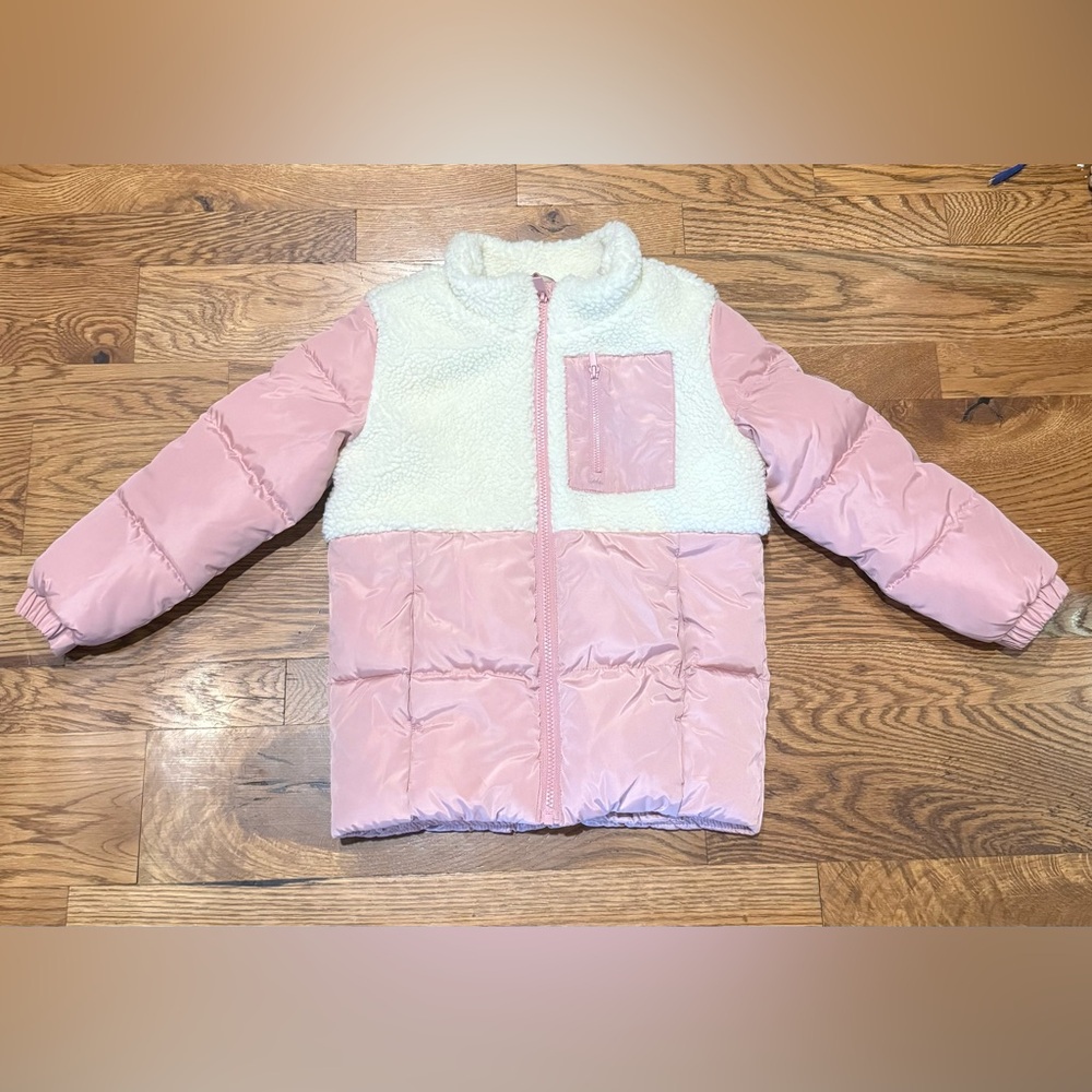 Miles the Label. Mixed Media Puffer Jacket. Pink. Size 6X.